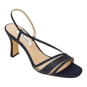 Nina Women's Abbi Asymmetrical Embellished Slingback Sandals Navy Size 9 1/2 M